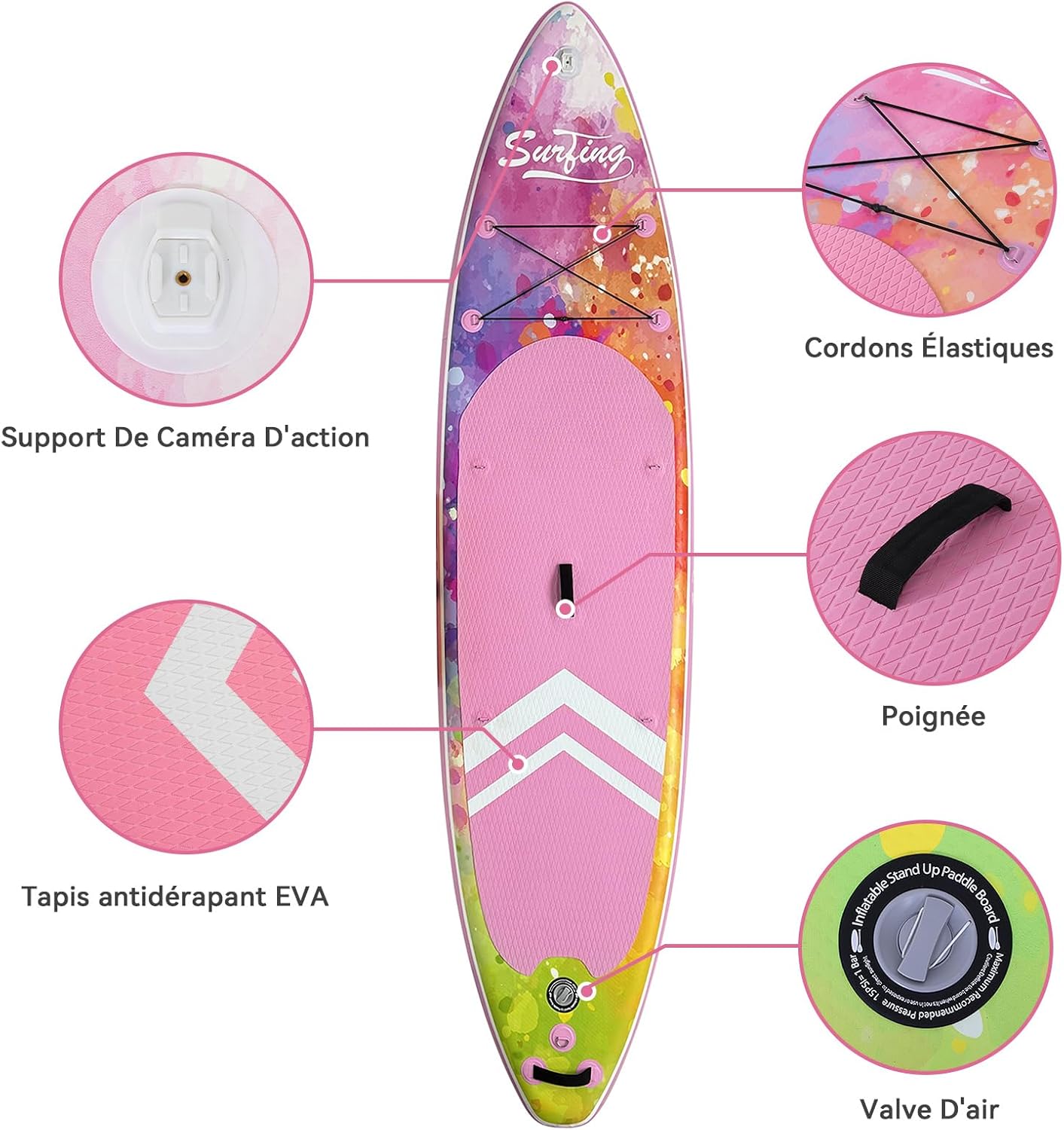 etezen - Paddle gonflable 320/335cm - 2 pers, siège kayak, 150kg