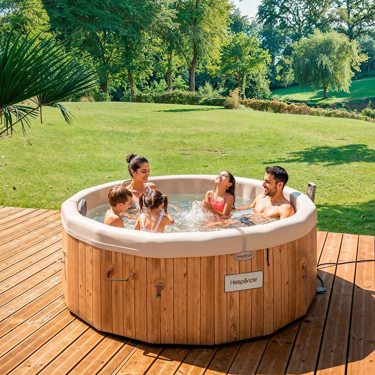 etezen - Spa Nordik Ø190 cm - 5-7 pers, 180 jets, WiFi connecté, effet bois