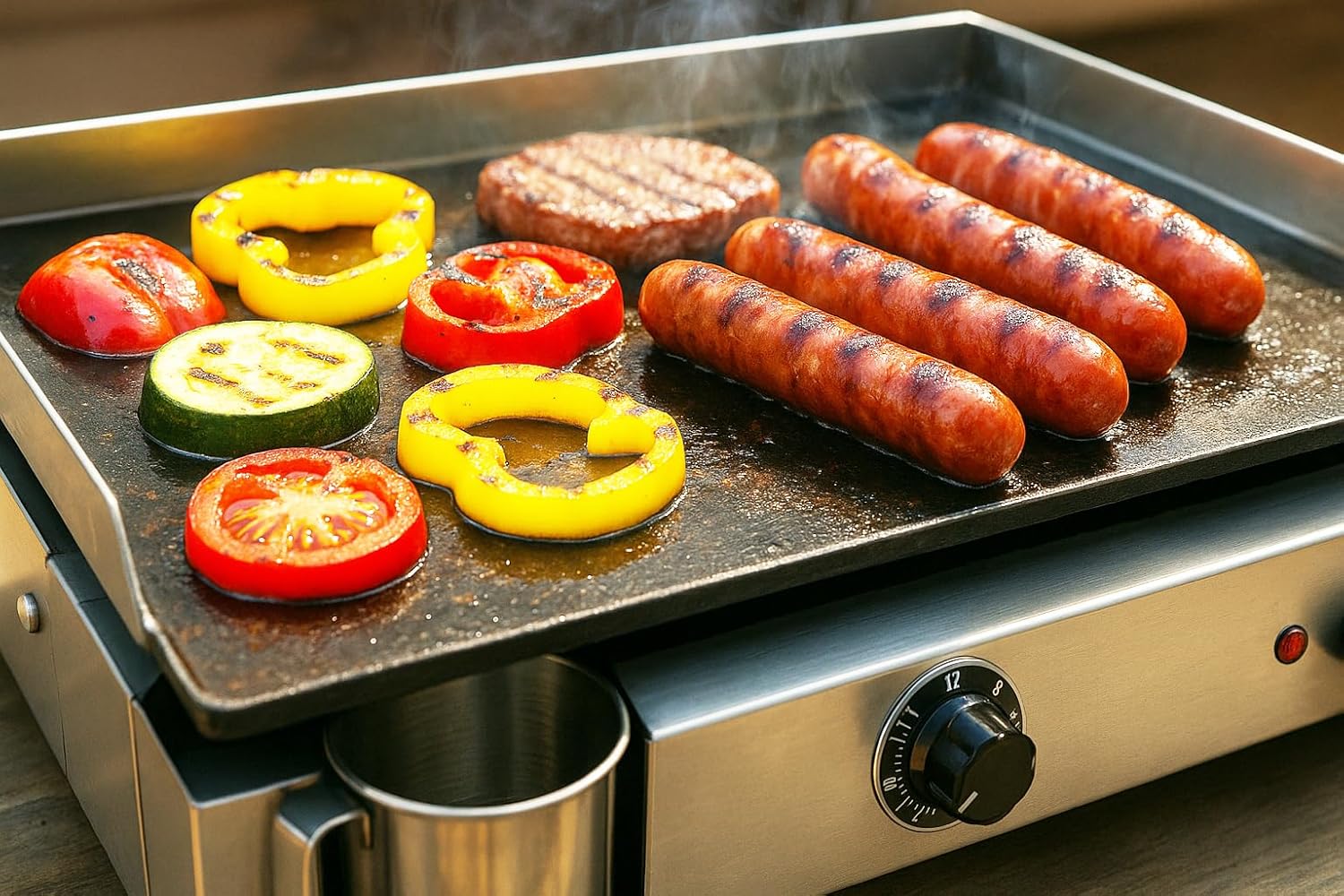 etezen - Plancha électrique 2 zones inox 3000W, 60x40cm - 8679