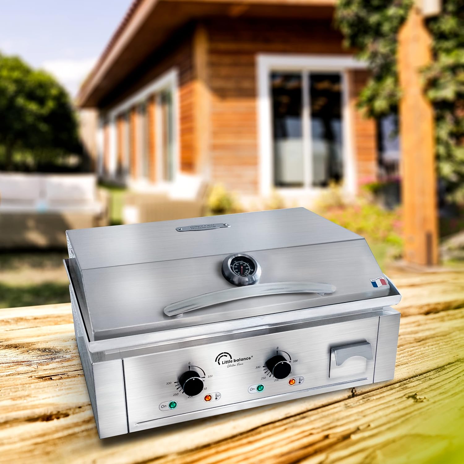 etezen - Aquitaine Pro Plus - plancha inox 2 zones, couvercle, 3500W - 8473