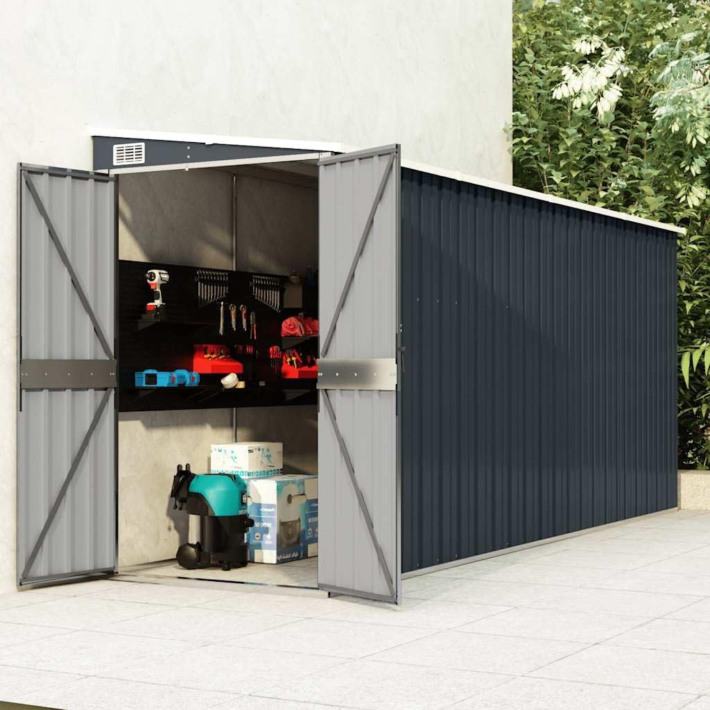 etezen Abri de Jardin Mural Anthracite 118x382x178 cm Acier,Structures extérieures, Cabanes & abris de Jardin,316231