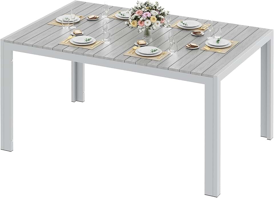 etezen - table rectangulaire aluminium 140x90x75cm 6 pers gris