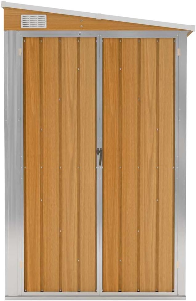 etezen Abri de Jardin Mural Marron 118 x 382 x 178 cm Acier galvanisé,Structures extérieures, Cabanes & abris de Jardin,316232