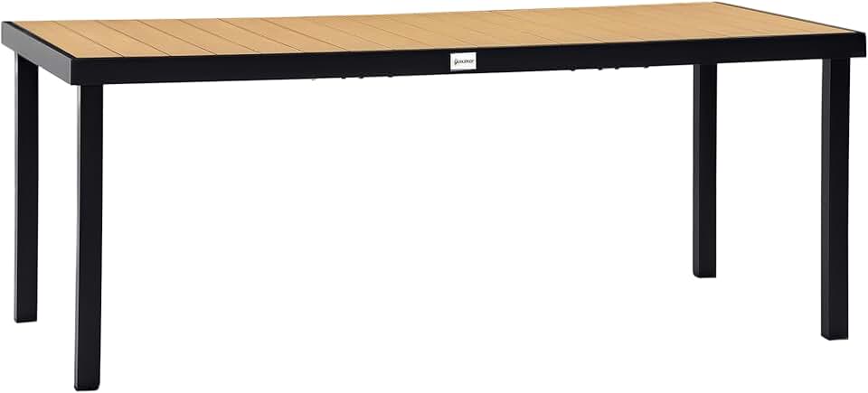 etezen – Table de jardin pour 8, 190x90x74 cm, aluminium, bois naturel