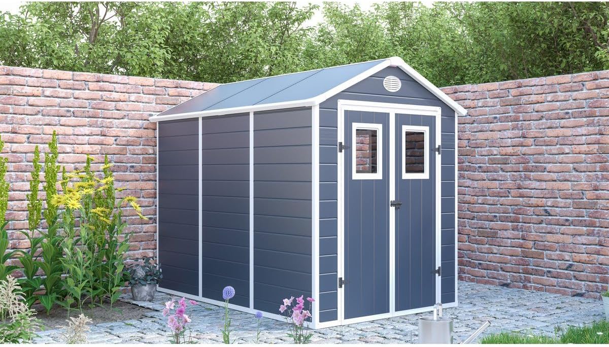 etezen - Abri de Jardin Résine Texas 5.23 m² Anthracite - Ancrages Intérieurs - Antirouille/Anti-UV