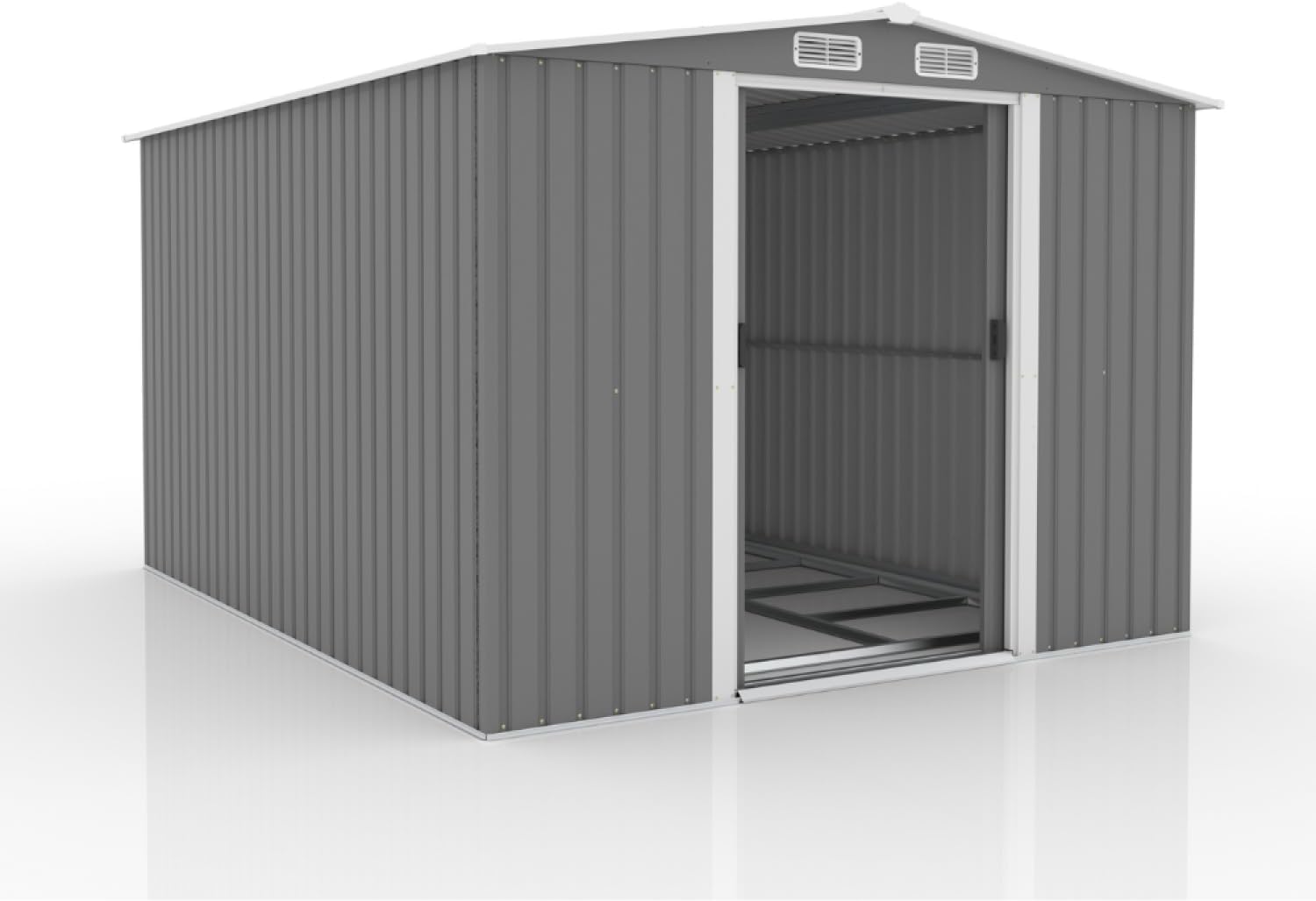 etezen | Abri de Jardin 8.08 m² Jura Gris | Cabane Extérieure | Structure Résistante en Métal | Idéal pour Rangement Outils, Vélos et Equipements de Jardin | Spacieux, Solide, Robuste