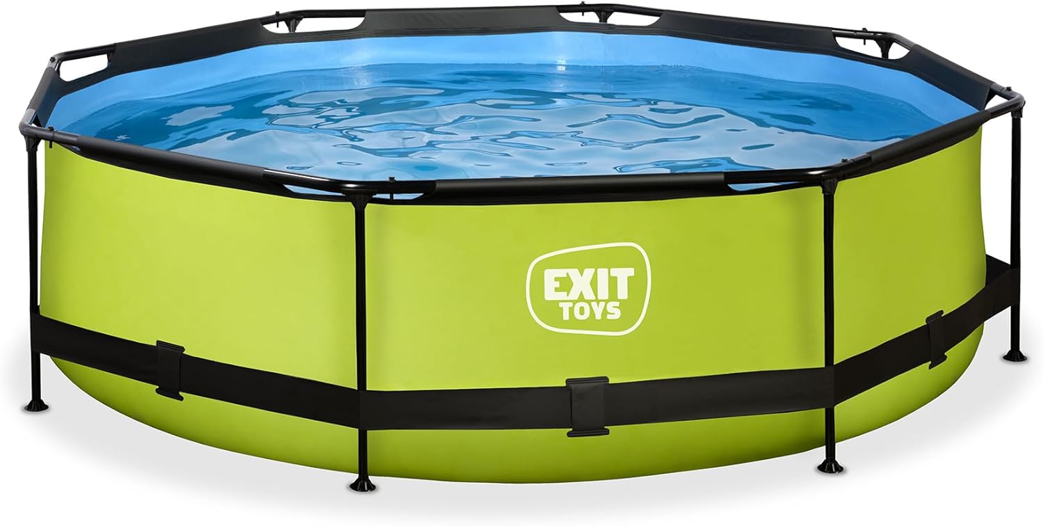 etezen - Piscine Tubulaire Lime - 300x76cm - Pompe filtrante, entrée basse, cadre stable, vert