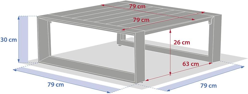 etezen - Allure Graphite - 79x79x30cm - Table basse jardin alu