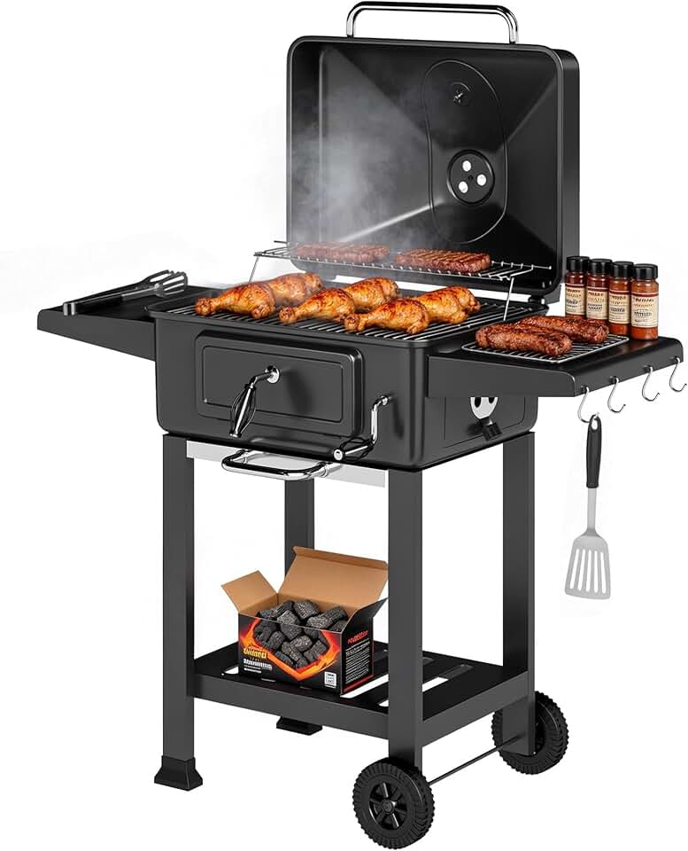 etezen - Barbecue XXL 112 cm - fumoir, thermomètre, chariot, couvercle