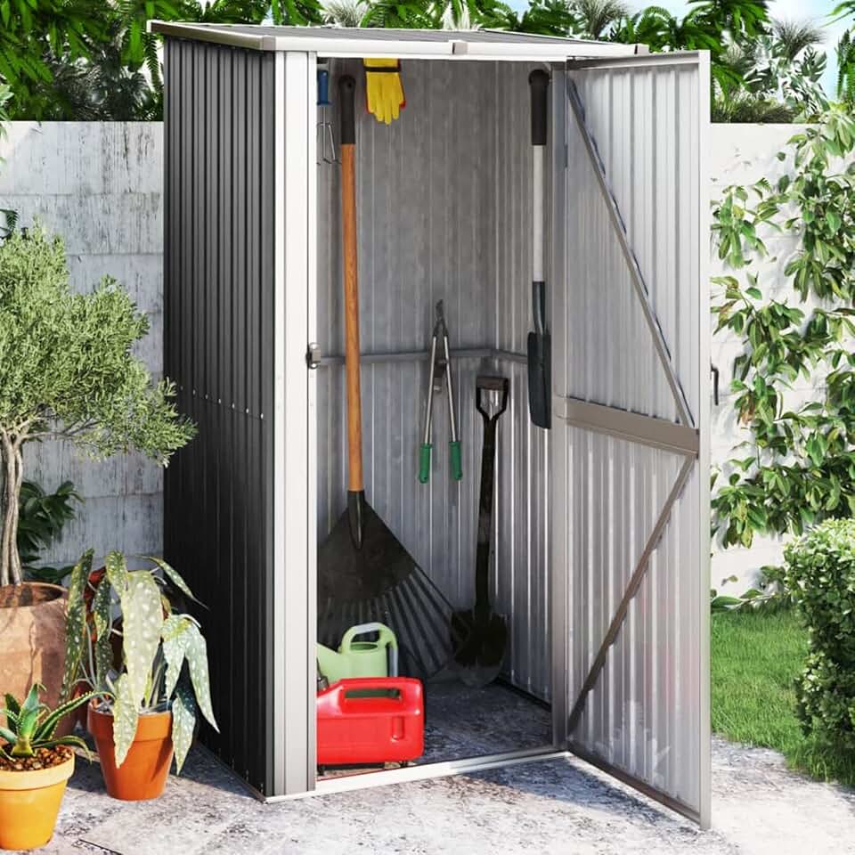 etezen - abri de jardin acier galvanisé, 118,5x97x209,5cm, anthracite