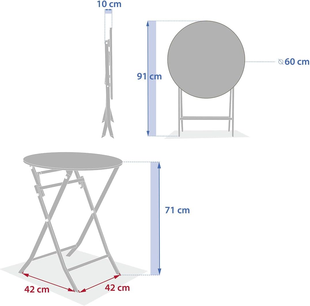 etezen - Greensboro ronde 2 places - acier vert laurier renforcé - table de jardin pliante