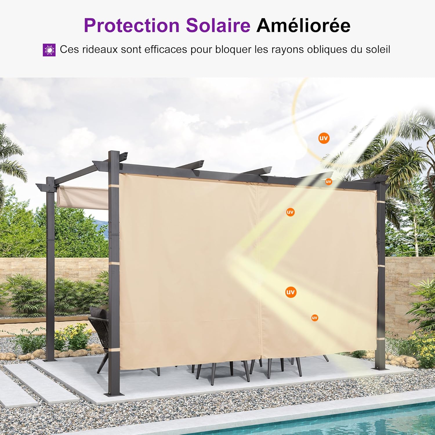 etezen - Pergola aluminium série Rideau - 4x3m toit coulissant extérieur