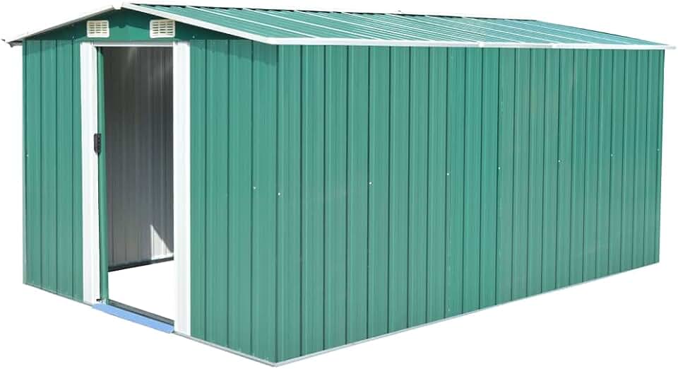 etezen Abri de jardin extérieur en métal vert 257 x 392 x 181 cm