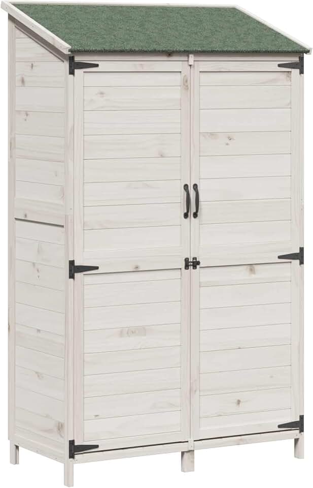 etezen - Abri de jardin blanc - 106,5x56x176 cm - bois d’ingénierie, étanche