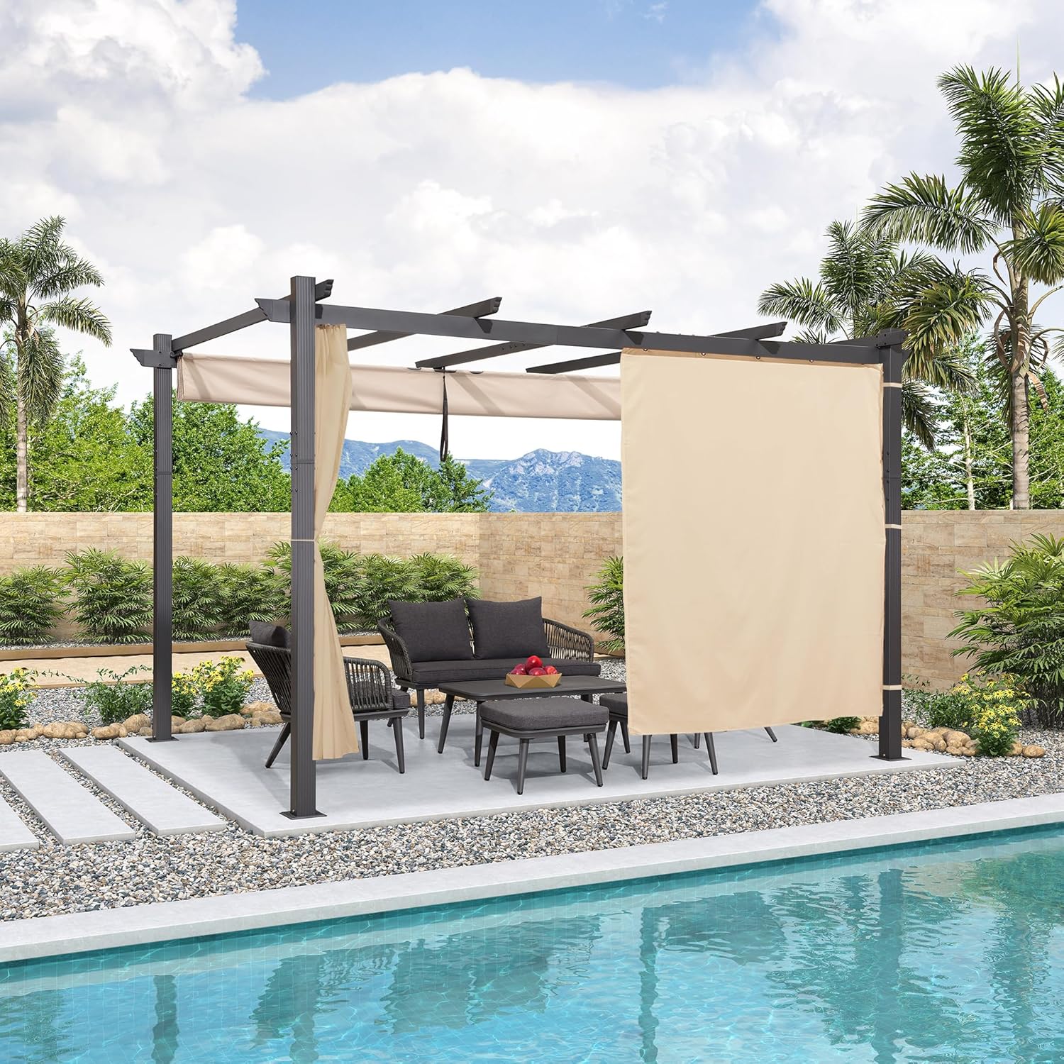etezen - Pergola aluminium série Rideau - 4x3m toit coulissant extérieur