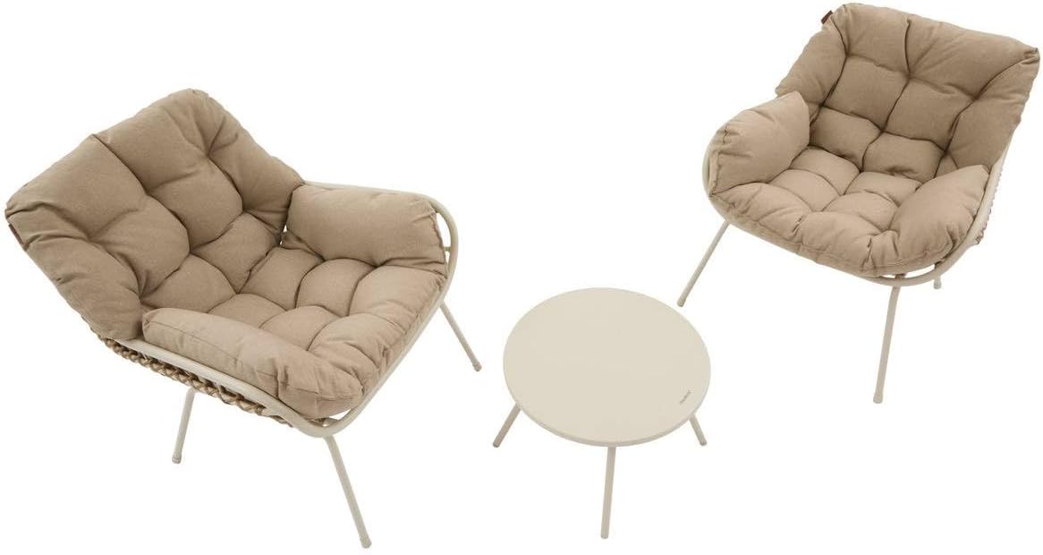 etezen - Paopao Duo - Compact, résine tressée, coussins - Argile, acier anti-corrosion
