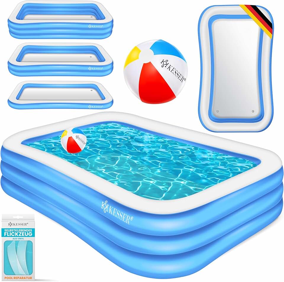 etezen - Piscine familiale rectangulaire 240x142x56cm, 613L, trous drainage