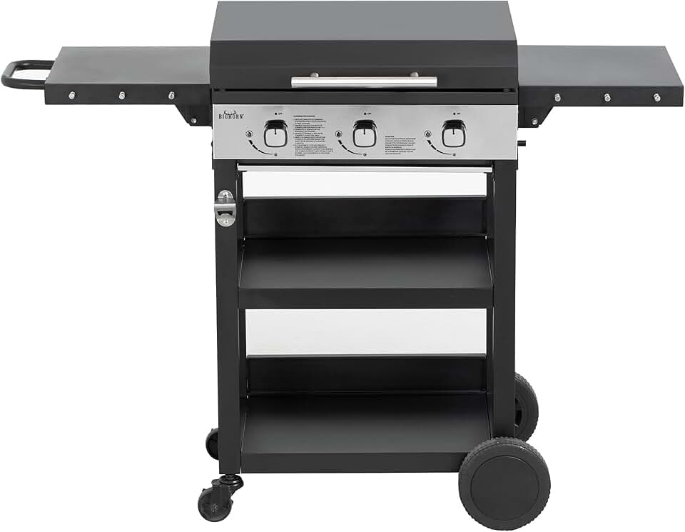 etezen - Plancha gaz 3 brûleurs avec chariot, couvercle - 7,2 kW