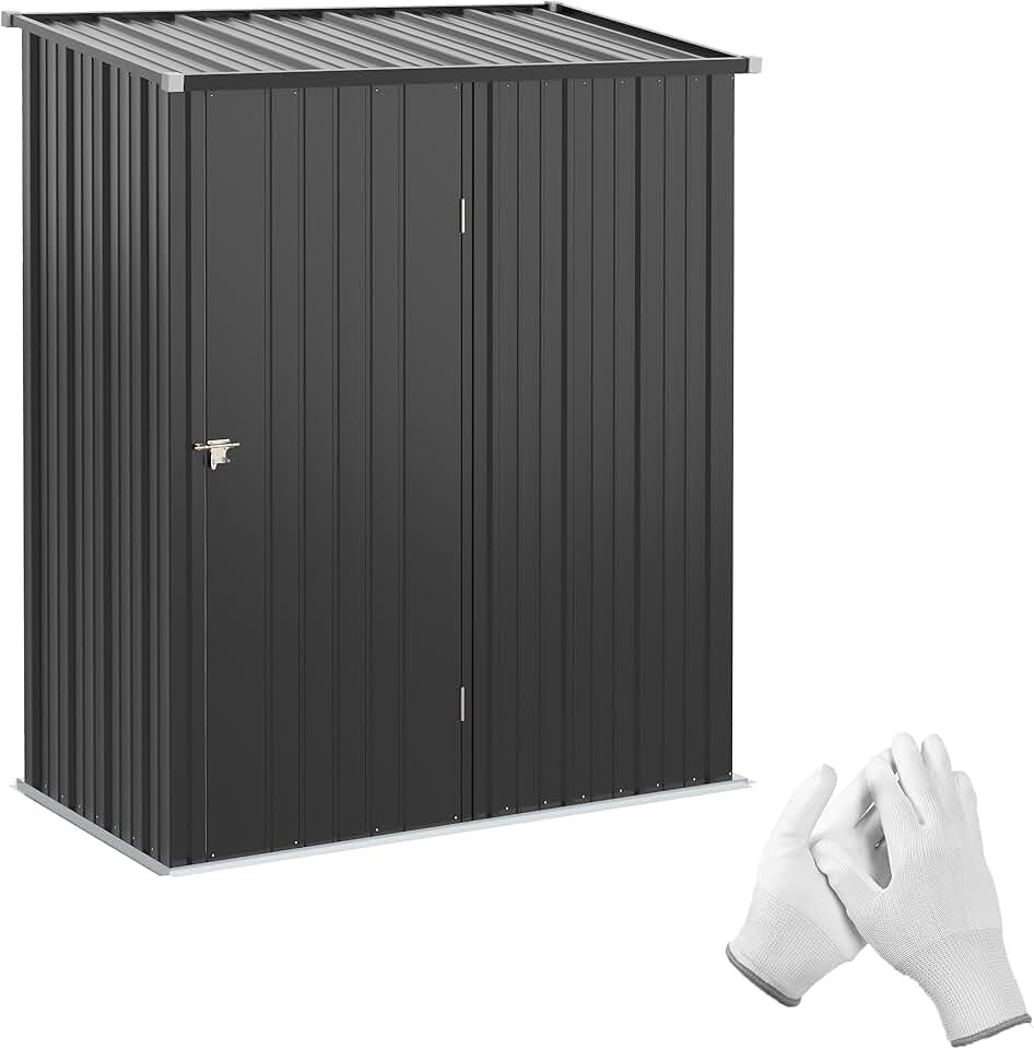 etezen - abri de jardin acier, 161,5x94,5x196cm, serrure, noir
