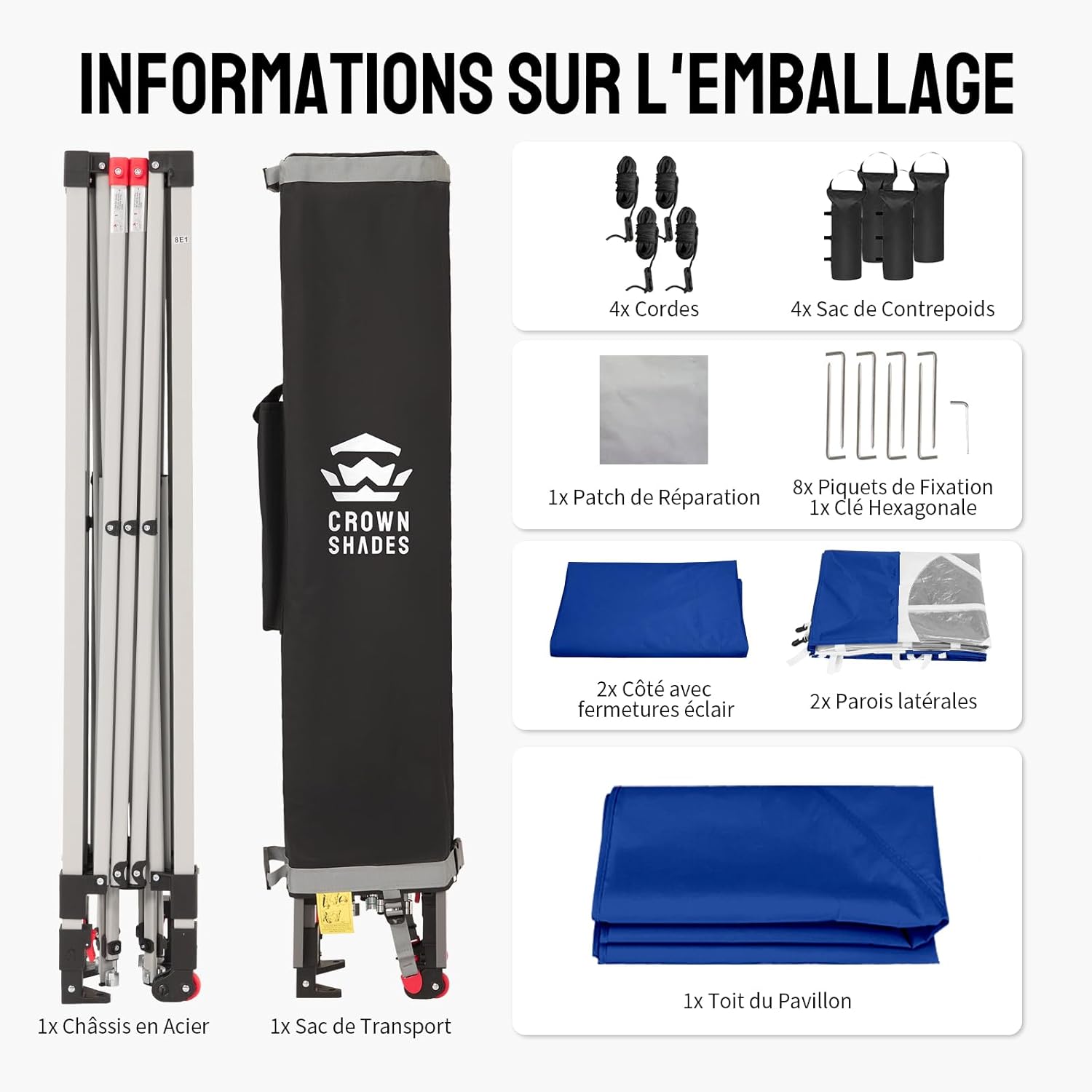 etezen - tonnelle pliante 3x3m - imperméable, UPF 50+, 4 parois amovibles