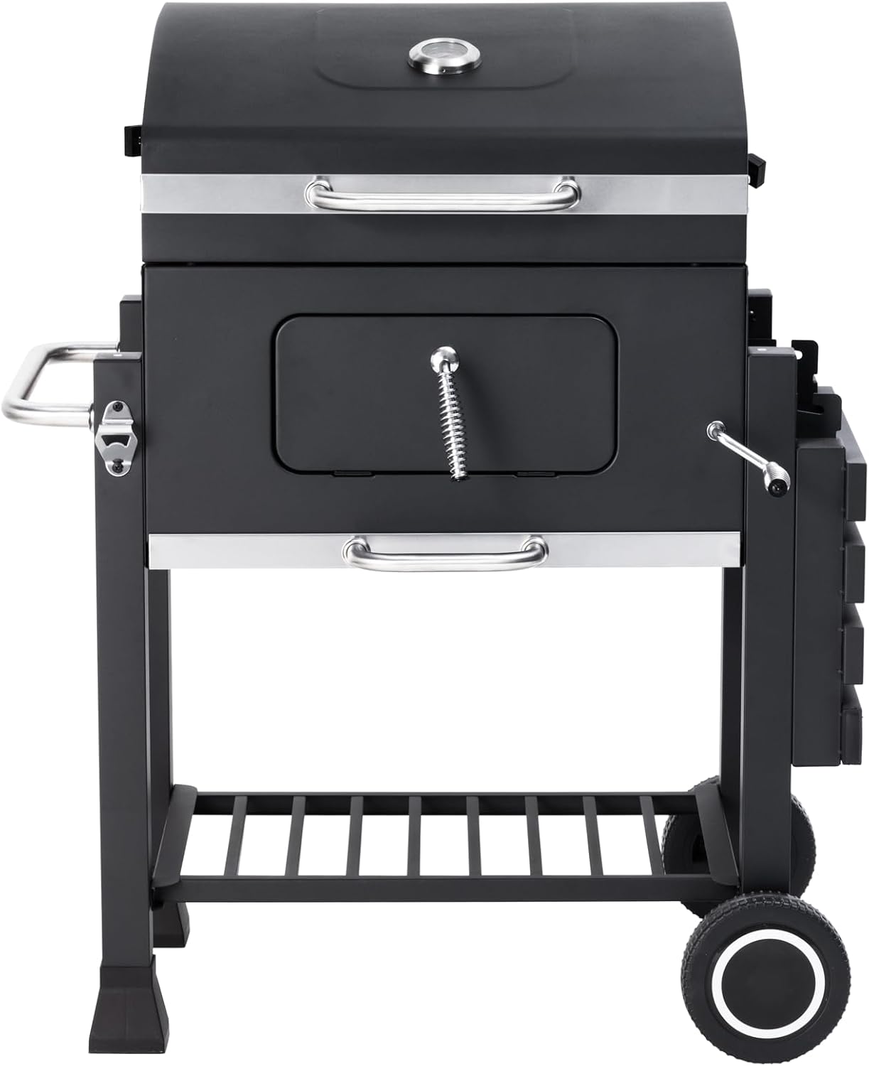 etezen - Memphis - acier, grille, tablette pliable, roulettes, thermomètre, bac à cendres