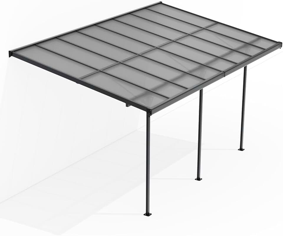 etezen - Borneo 3x5 m - toit terrasse alu gris, plaques alvéolaires