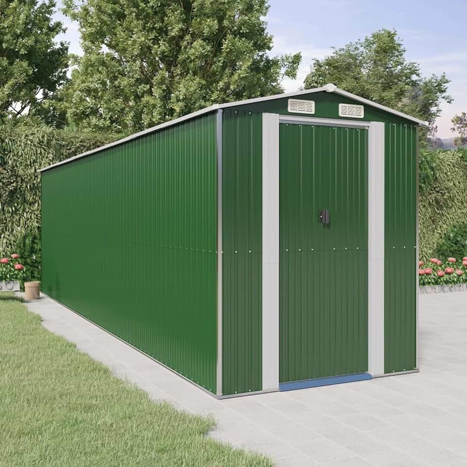 etezen - abri de jardin acier, vert, 192x689x223cm, rangement outils