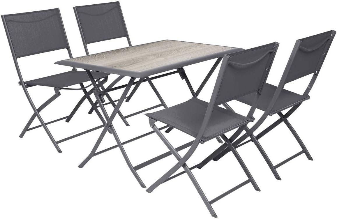 etezen - Azua - table pliante rectangulaire, 4 places, aluminium epoxy, gris fumé