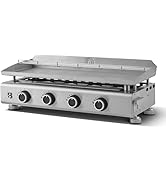 etezen - Plancha Silvia Evo 4 Feux Plaque INOX de 84 x 34 cm - 4 brûleurs - Grille de réchauffem...