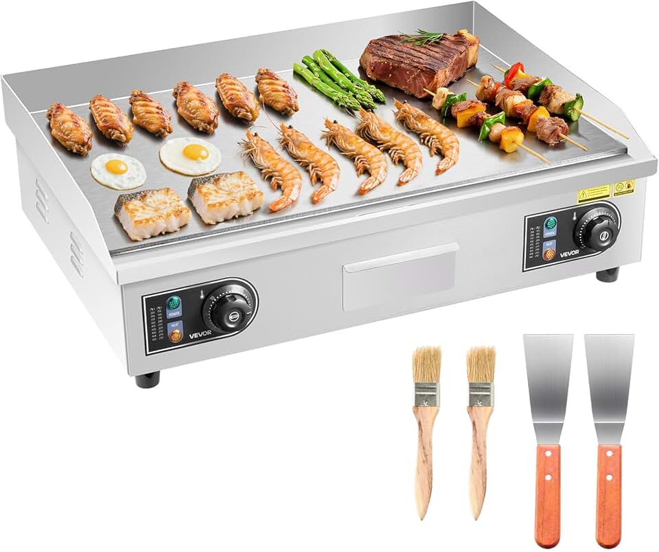 etezen - Plancha Électrique - 65,5x40 cm - 4000 W, température réglable, accessoires inclus