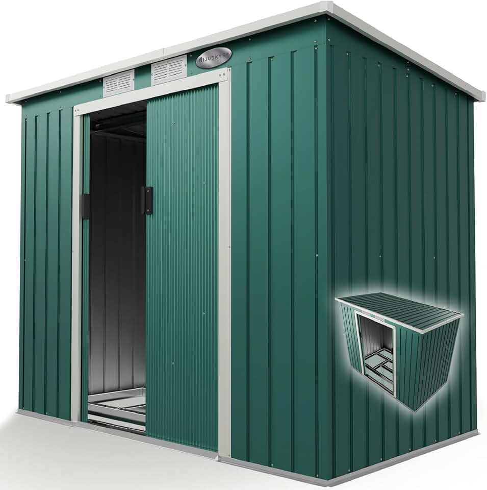 etezen - abri de jardin métal série M - 213x130x173 cm - toit en pente, porte coulissante, fondation