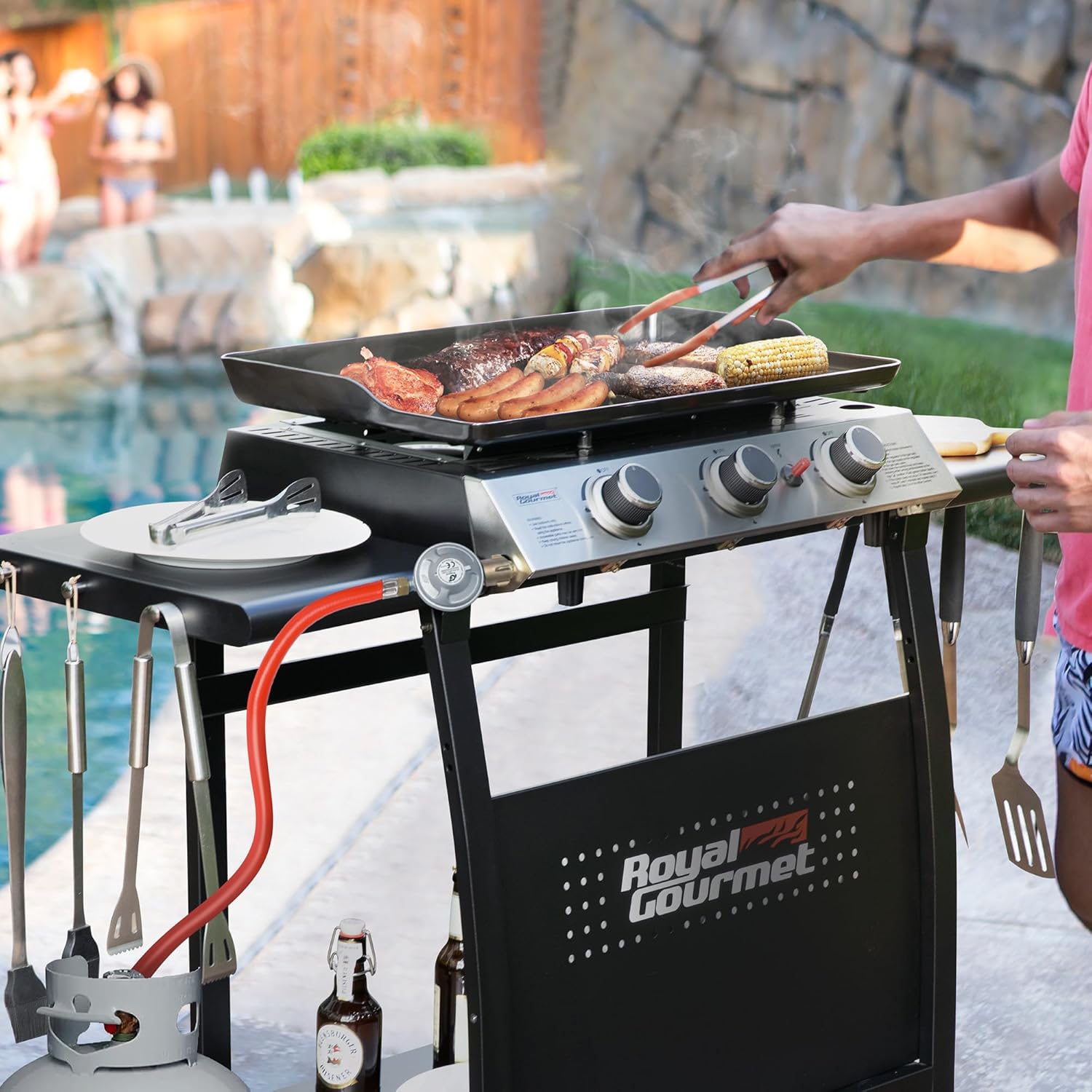 etezen - Plancha sur chariot 62x35,5cm - 3 brûleurs puissants 7,5kW