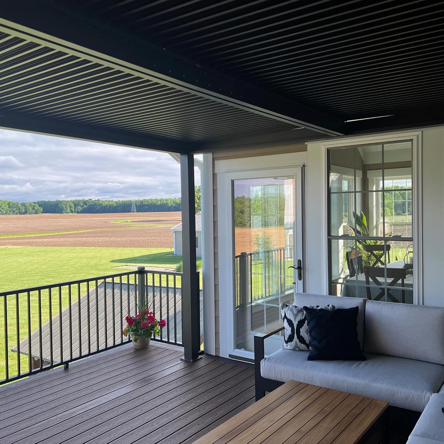 etezen - Pergola bioclimatique - 4,8x3m - alu, lames orientables, éclairage, 14,4m²
