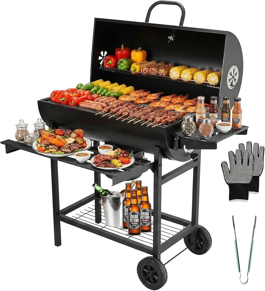 etezen - barbecue charbon série de base - grille XXL, roulettes, tiroir à cendres
