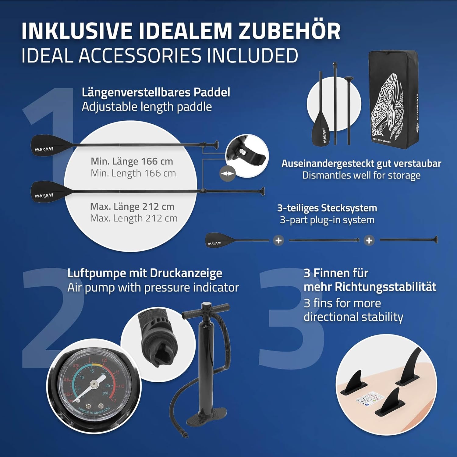 etezen Stand Up Surf Paddle Board Gonflable 305/308/320/380 cm | PVC | jusqu'à 120/150 kg | Épaisseur 10/15 cm | Planche de Surf Pagaie Sac de Transport Pompe à Air | Diverses Couleurs Modèles