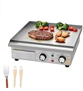 etezen Plancha électrique commerciale en acier inoxydable, 36cm, avec contrôle de température ré...