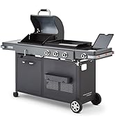 etezen - Barbecue Bi-Energy Gun Metal XL - Barbecue Charbon et Plancha 60 x 42 cm à gaz avec brû...