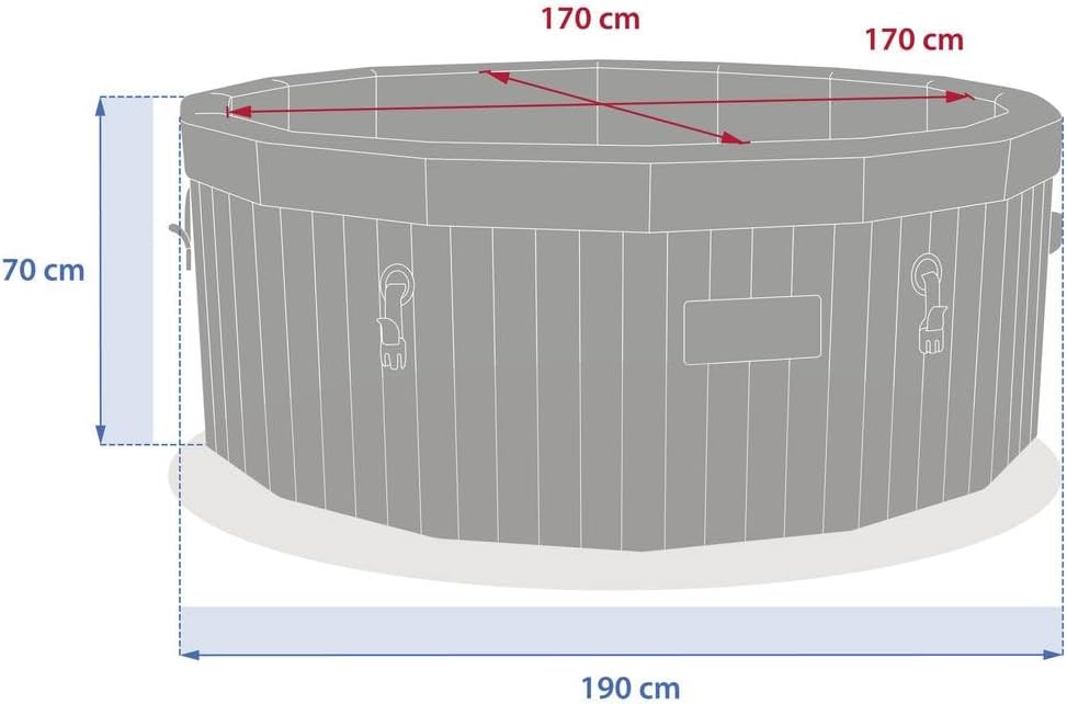 etezen - Spa Nordik Ø190 cm - 5-7 pers, 180 jets, WiFi connecté, effet bois