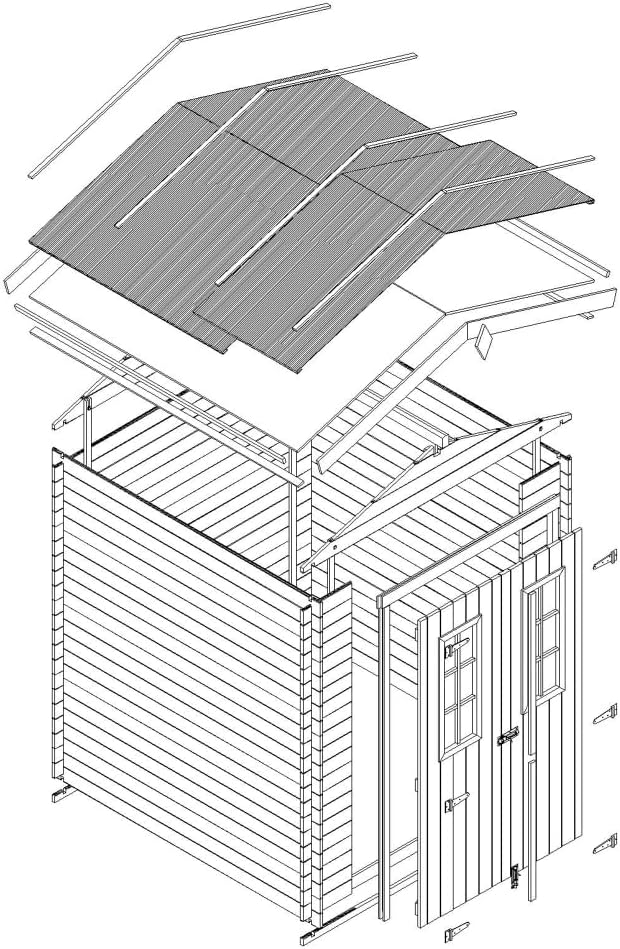 Abri de Jardin en Bois - Stockage extérieur I196xL136xH218 cm/ 1.98 m2 Petit abri à Outils, Local à vélos - etezen M367C