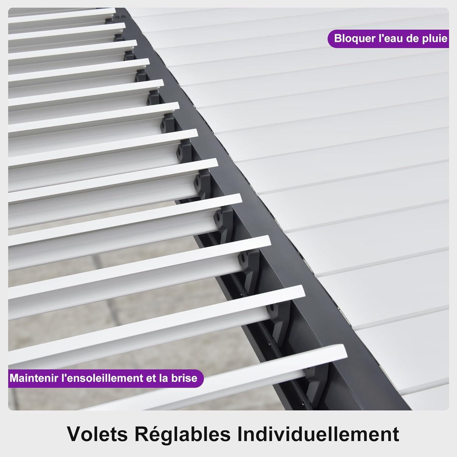 etezen - Pergola Bioclimatique - 6,35x3,5m - Aluminium, éclairage, lames orientables, poteaux blancs