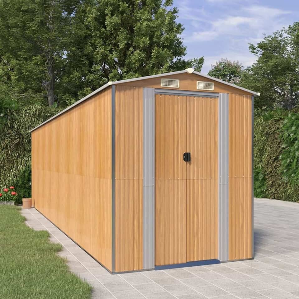 etezen - abri de jardin série acier galvanisé, 192x689x223cm, marron clair