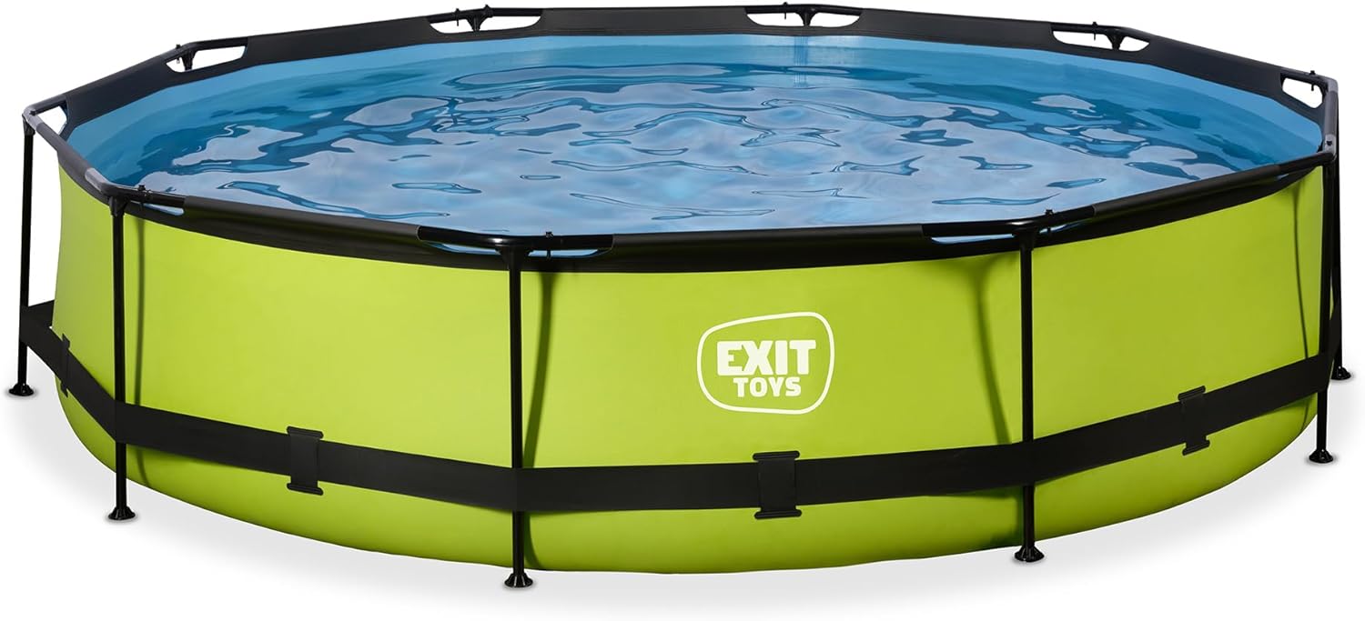 etezen Piscine Tubulaire Lime - ø360x76cm - Piscine Hors Sol Ronde Grande avec Pompe Filtrante à Cartouche - Entrée Basse - Idéal pour Les Jeunes Enfants - Cadre Stable - Design Unique - Vert
