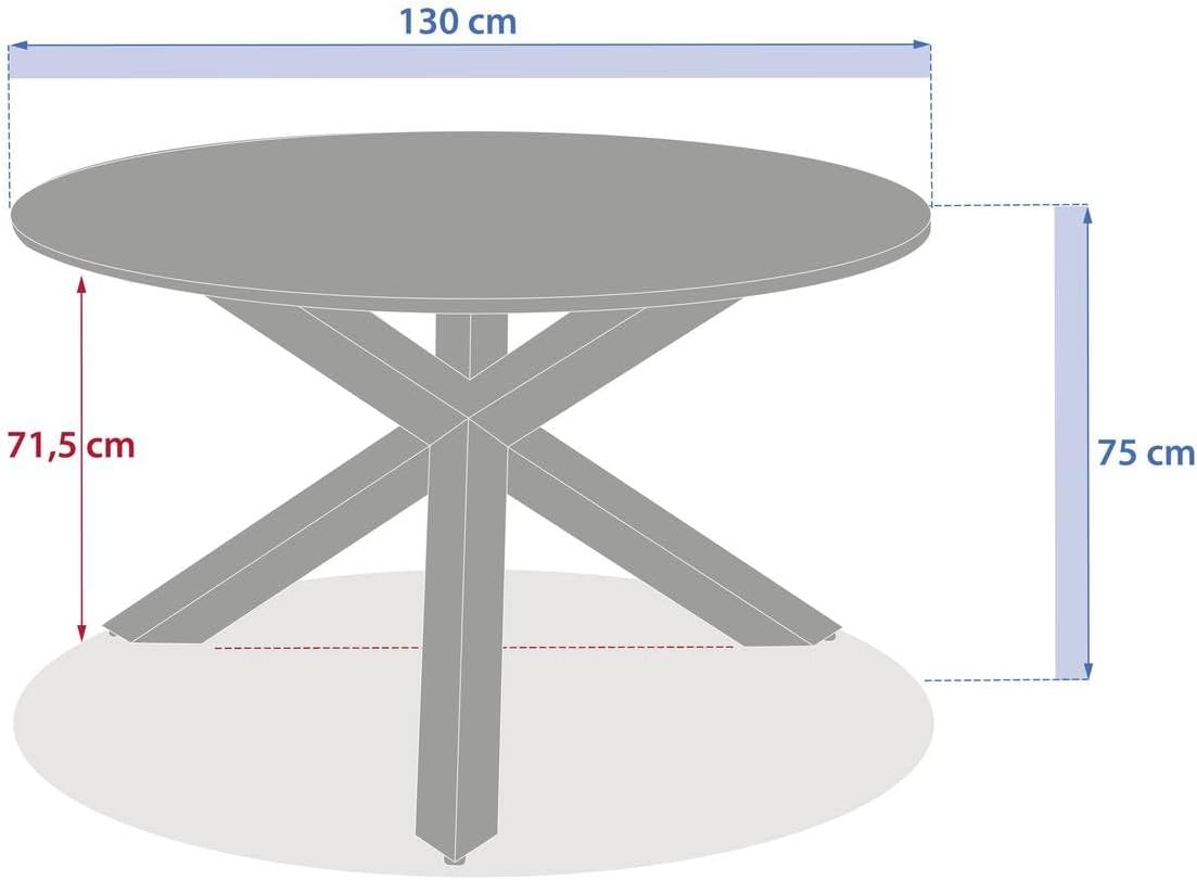 etezen - Table de jardin Oryon - 130cm ronde - 6 places, coloris café