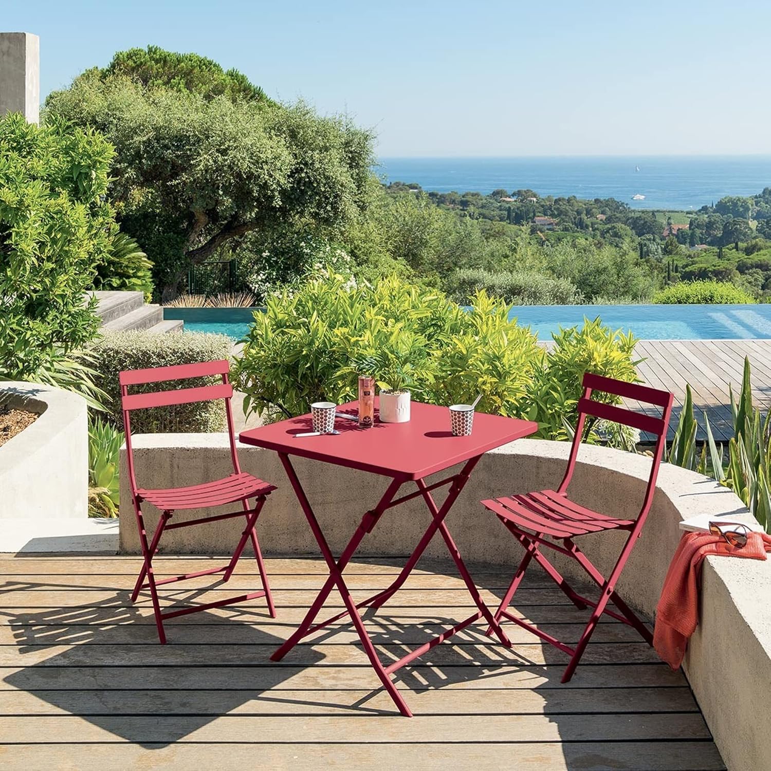 etezen - Greensboro - 2 places 70x70 cm - table de jardin pliante acier renforcé