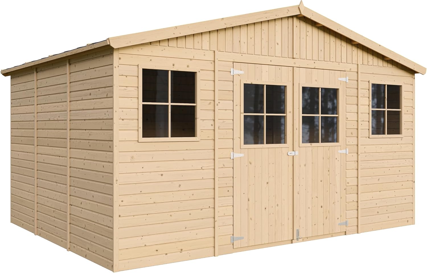 Abri de Jardin en Bois Exterieur avec Plancher IMPRÉGNÉ- Chalet en Pin/épicéa-H246x418x320 cm/12 m²- Construction de Panneaux - Rangement pour vélos, Remise à Outils- etezen M331+M331G