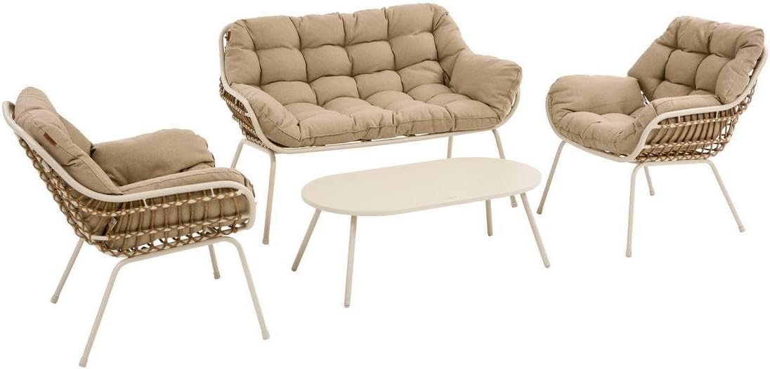 etezen - Paopao Beige/Argile - salon 4 places - anti-rouille, coussins confortables