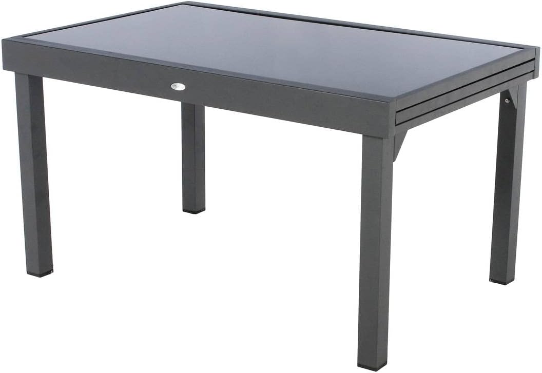 etezen - Piazza extensible - 185/245x100 cm - aluminium verre trempé 10 places