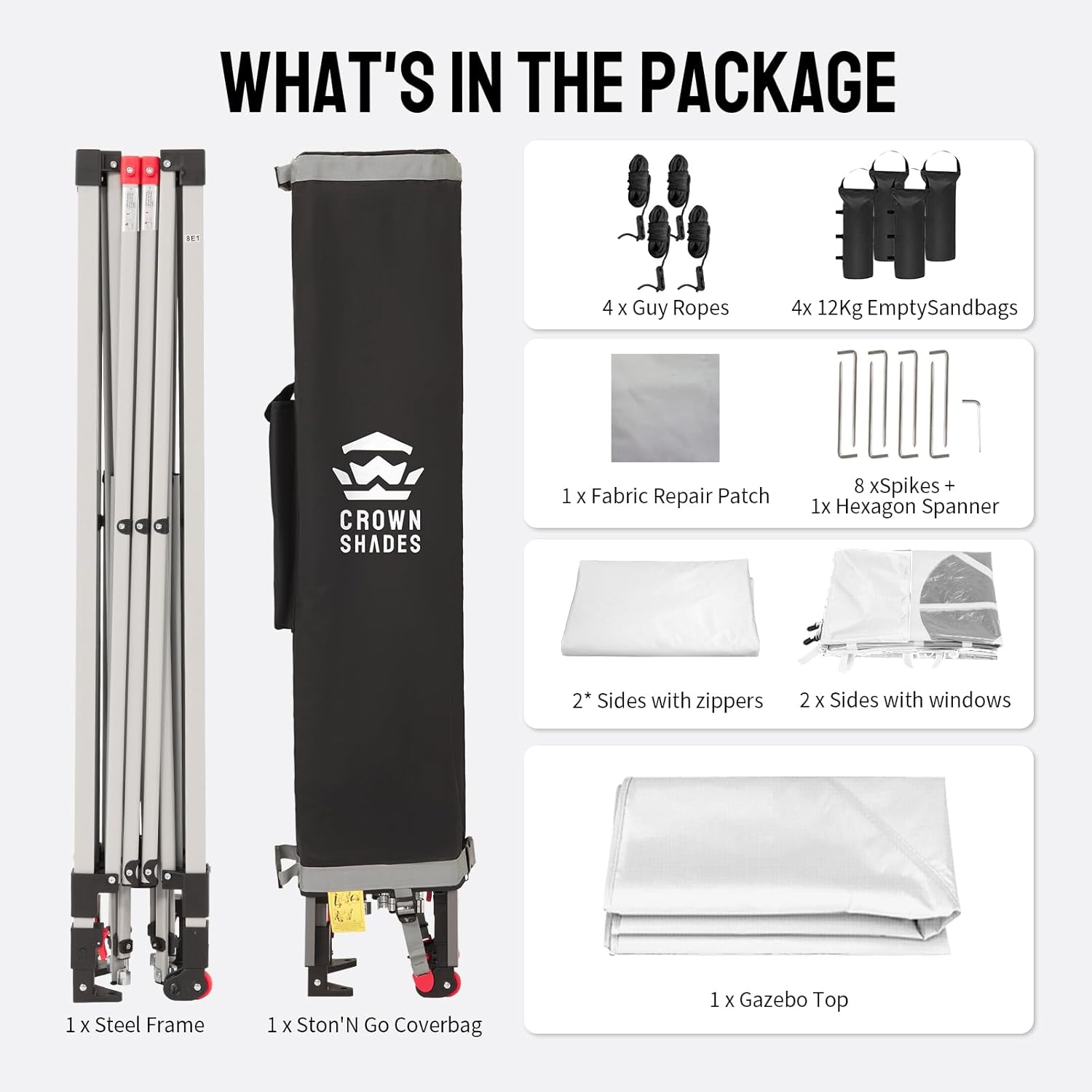 etezen - Tonnelle Pliante - 3x3m - Imperméable, UPF 50+, 4 parois, sacs, blanc