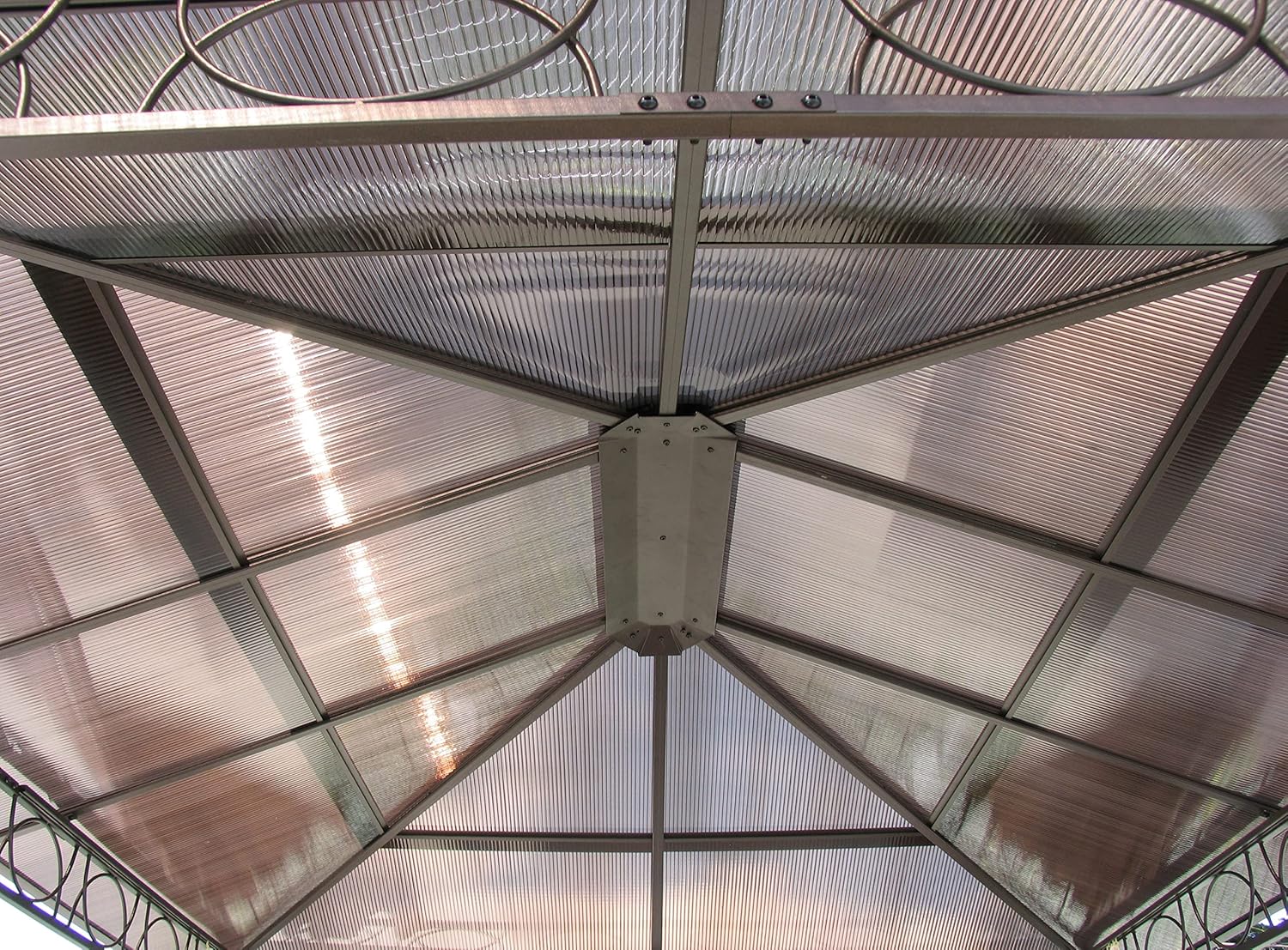 etezen - tonnelle rigide métal - 3 x 3,6 m - panneaux latéraux polycarbonate, anti-poussière