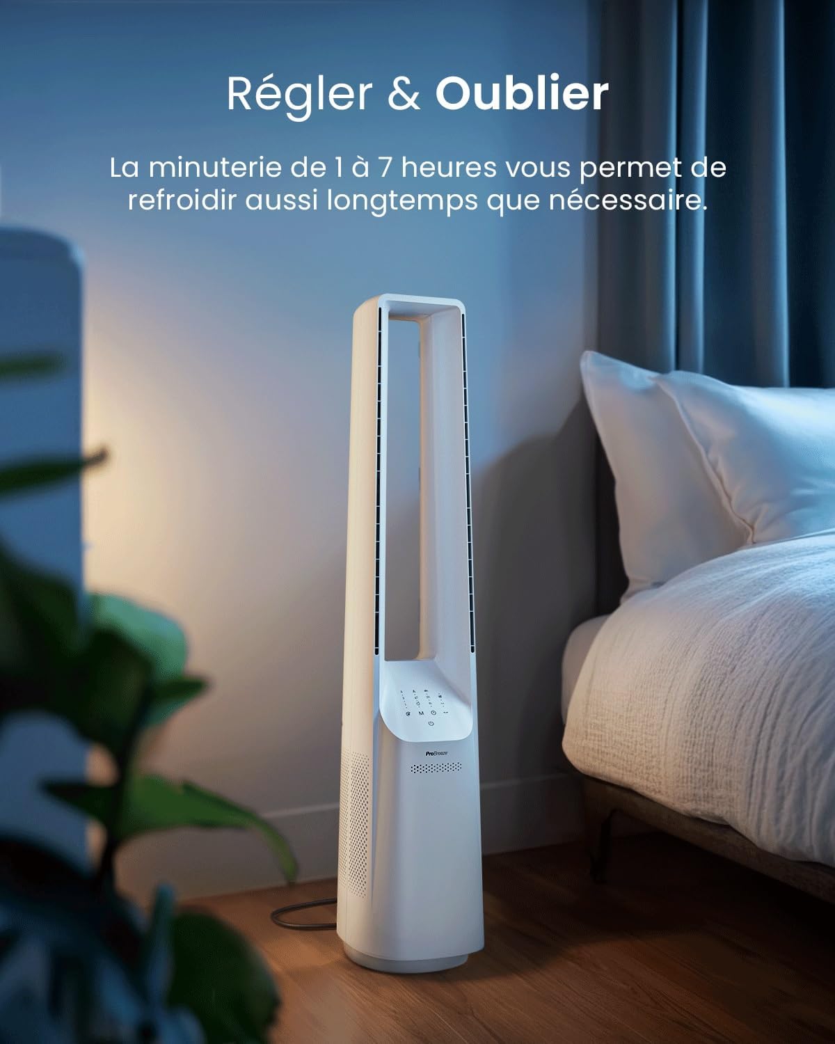 etezen - Ventilateur Tour WiFi Intelligent 101cm - Silencieux, LED, télécommande, 6 vitesses, oscillation